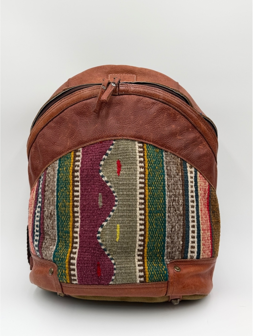 Will Oaxacan Hand-Woven Wool and Leather Backpack